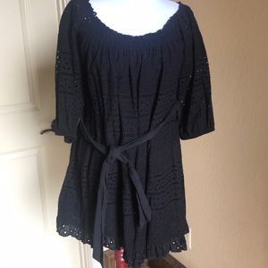 Zara Eyelet lined smock style dress with belt